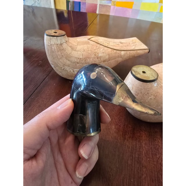 Vintage Maitland-Smith Marble Tessellated Ducks- a Pair For Sale In Boston - Image 6 of 12