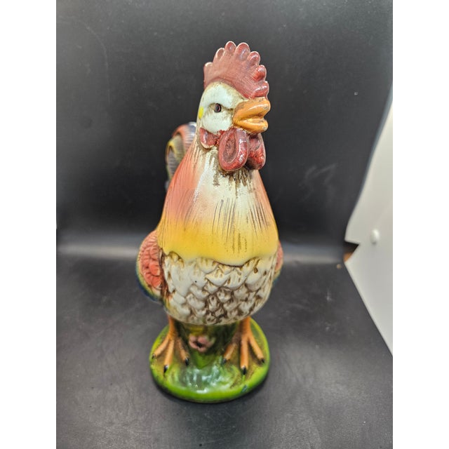 Vintage Vietri Ceramic Hand Painted Rooster Sculpture, Made in Italy 10" For Sale - Image 4 of 5