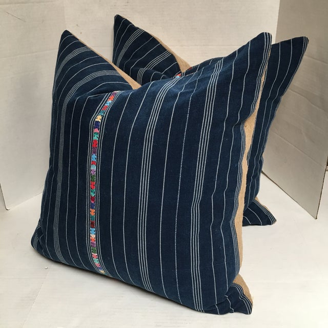 Custom Blue Corte Vintage Fabric Pillows Pair Chairish