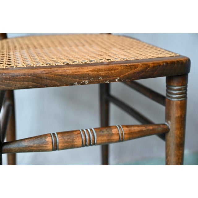 Antique Bistro Turned Wood Chair with Rattan Caning, 1900 For Sale - Image 9 of 12