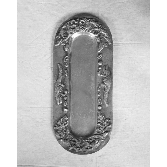 Metal Cast Aluminum Tray or Centerpiece with Fauna and Flora, 1920s For Sale - Image 7 of 7