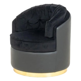 Luxxu "Otto" Black Velvet and Leather Armchair For Sale