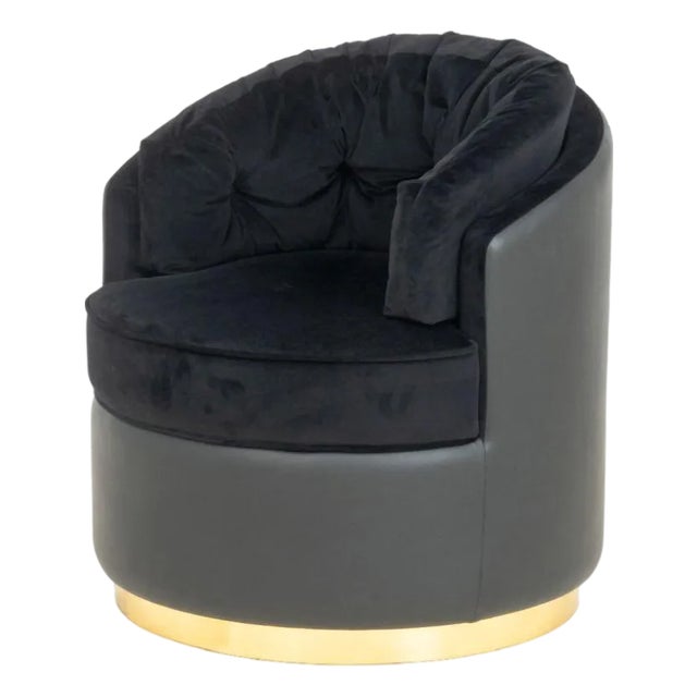 Luxxu "Otto" Black Velvet and Leather Armchair For Sale