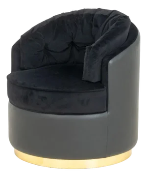 Luxxu "Otto" Black Velvet and Leather Armchair