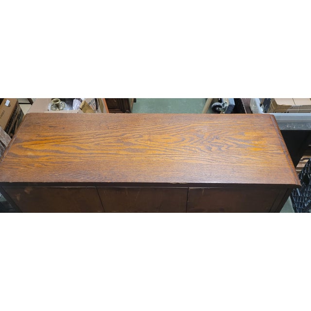 Wood Antique Mission Oak Bookcase For Sale - Image 7 of 11