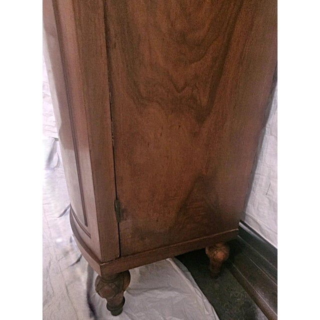 Antique French Burl Walnut Armoire Wardrobe Mirror Carved Cabinet Circas 1920s For Sale - Image 13 of 18
