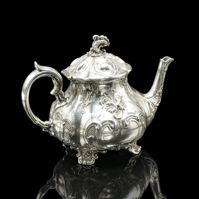 Silver Antique 4 Piece Tea Service, English, Silver Plate, Coffee Pot, Edwardian, 1910 For Sale - Image 8 of 12