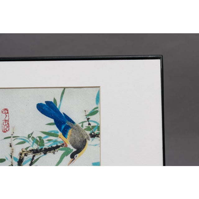 Mid 20th Century Original Framed Botanic and Avian Signed Chinese Watercolor For Sale In New York - Image 6 of 10