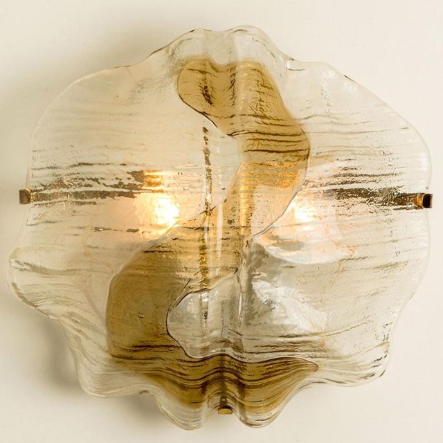 Amber and Clear Glass Wall Light attributed to J. T. Kalmar, 1970 For Sale - Image 3 of 13