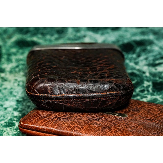 Victorian Refined English Antique Leather Sterling Silver Luxury Cigar Case For Sale - Image 3 of 9