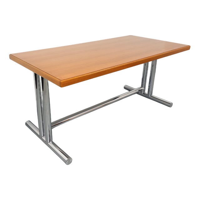 Vintage Desk in Walnut and Chrome Metal, 1970s For Sale