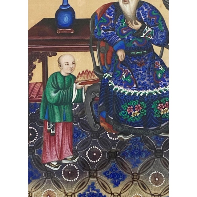 Early 19th Century Early 19th Chinese Export Pith Painting 16.75" H Framed For Sale - Image 5 of 8