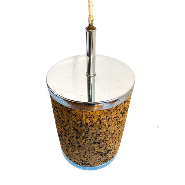 Tall 1960’s Mid-Century Modern Chrome & Cork Lamp For Sale - Image 4 of 7