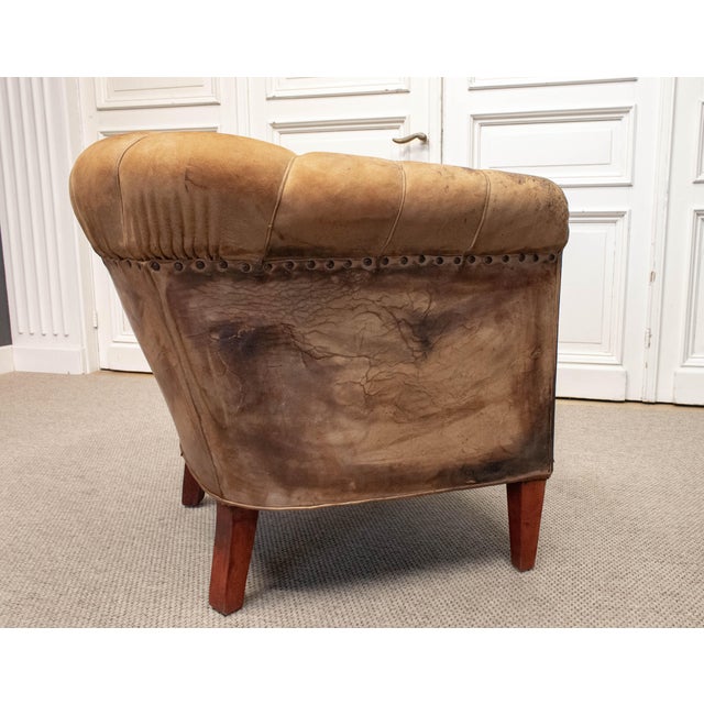 Brown Vintage Swedish Chesterfield Club Chair, 1920s For Sale - Image 8 of 12