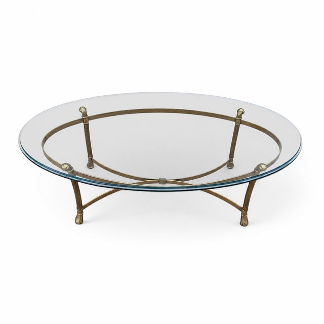 Late 20th Century Attributed LaBarge Glass Top Brass Coffee Table For Sale - Image 14 of 18