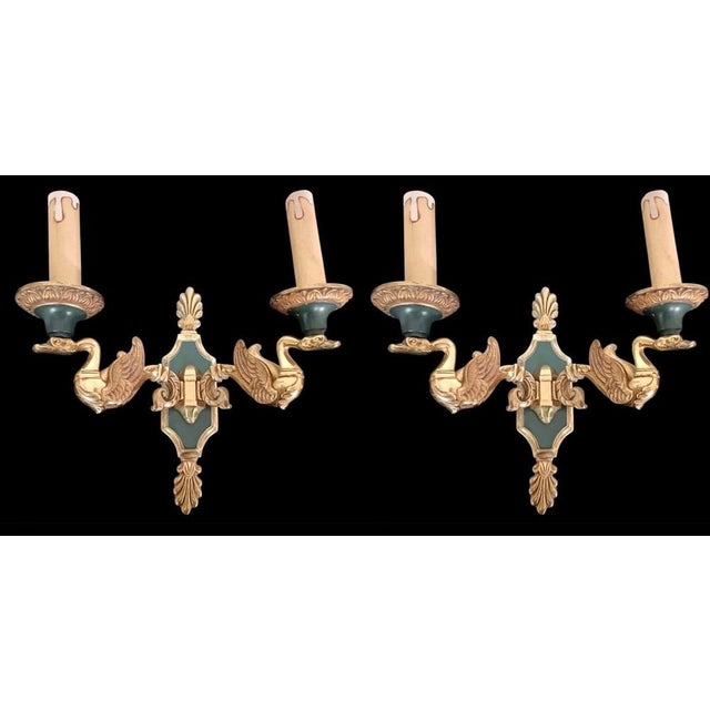 Traditional Gau Bronze Wall Lights from Maison Lucien, 1960s, Set of 4 For Sale - Image 3 of 8
