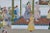 Indian Large (45"x69") Persian Style Painting on Fabric Mounted on Board Depicting a Courtyard Scene For Sale - Image 3 of 13