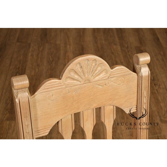 Rustic Southwest Style Vintage Set of Six Carved Pine Dining Chairs For Sale - Image 3 of 18