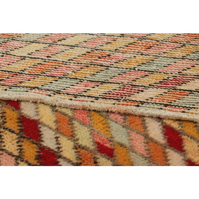 Textile Vintage Zeki Müren Runner Rug With Colorful Geometric Patterns | Rug & Kilim For Sale - Image 7 of 7