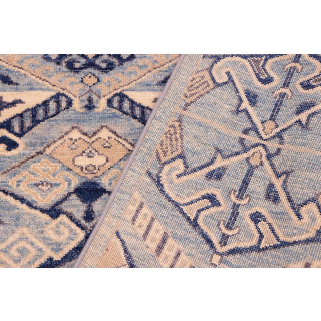 Beige 1990s Ziegler Blue Beige Hand-Knotted Wool Rug - 6'2'' X 9'5'' For Sale - Image 8 of 8