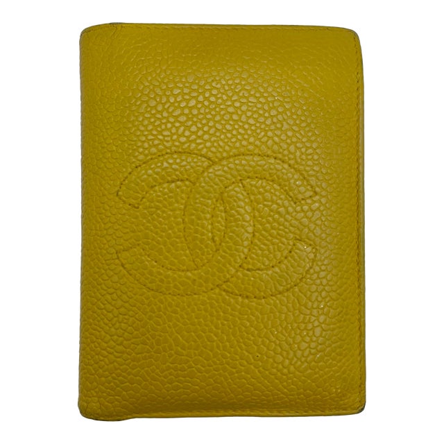 Chanel Yellow Leather Classic Caviar Bifold Wallet For Sale