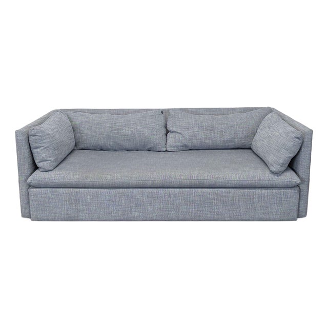 West Elm Modern Gray 3-Seat Sofa With Clean Lines For Sale