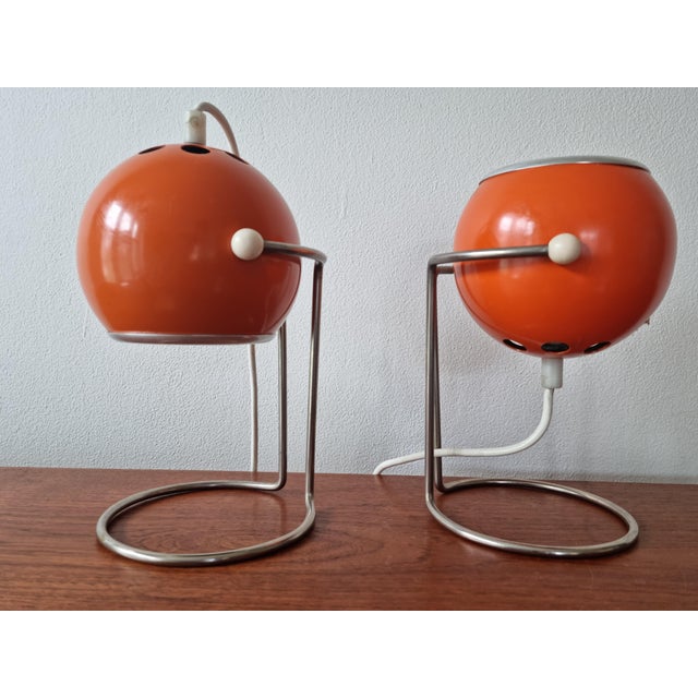 Silver Mid-Century Eye Ball Table Lamps, 1970s, Set of 2 For Sale - Image 8 of 18