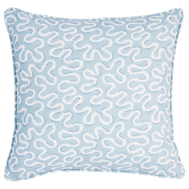 Modern Schumacher Zoelie 16" Pillow in Aqua For Sale - Image 3 of 3