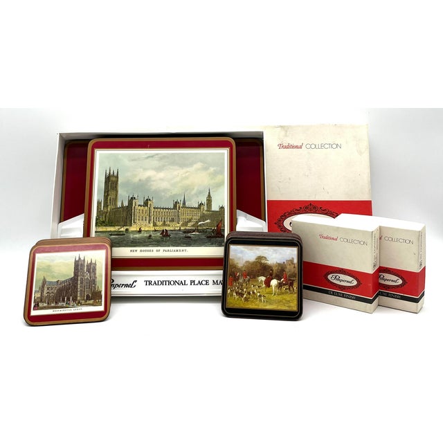 De Luxe Traditional Collection Coasters with English Landmarks and Riding and Hunting Scenes from Pimpernel England, 1980s, Set of 20 For Sale - Image 3 of 17
