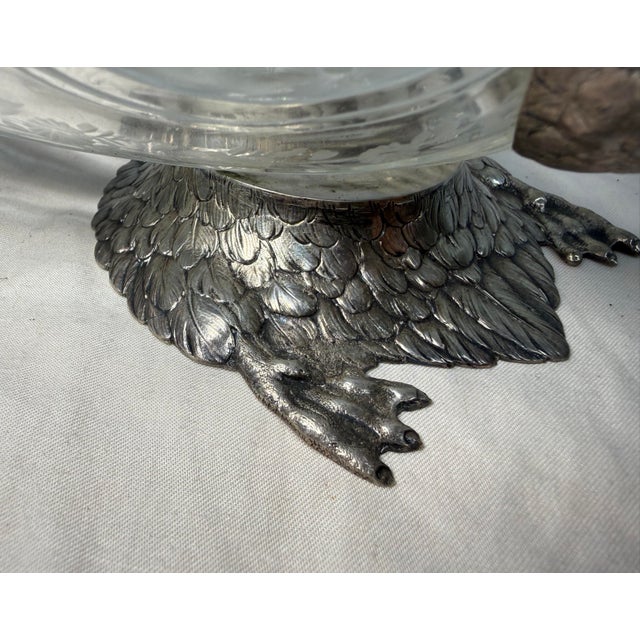 Silver Antique 1800's Georg Roth & Co. Hanau German 800 Silver Cut Glass Swan Bowl For Sale - Image 8 of 17