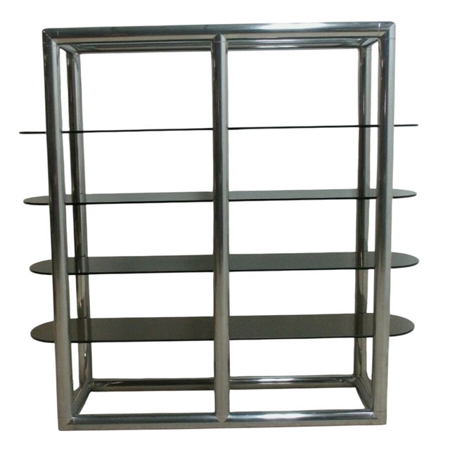 Mid Century Monumental Tubular Aluminum Chrome Etagere Shelf Vintage Display Baughman Style For Sale - Image 11 of 17