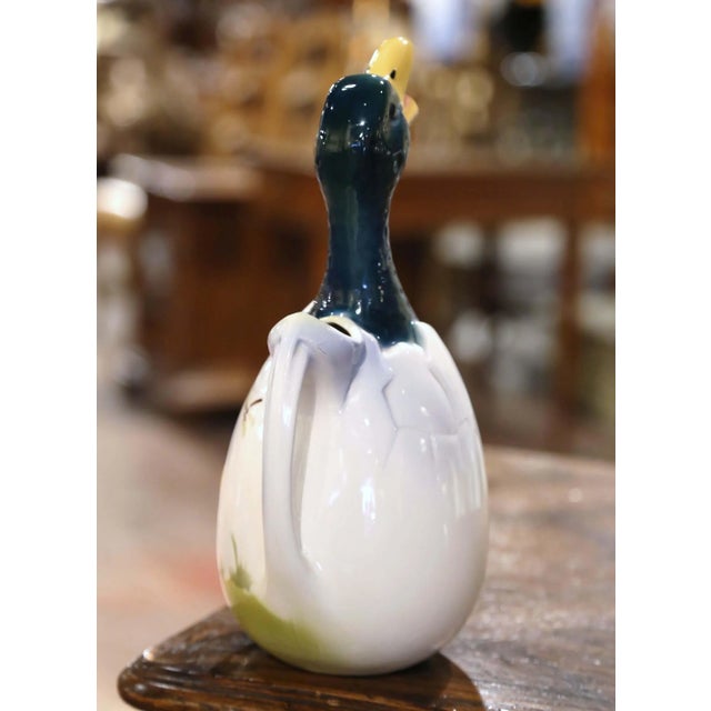 19th Century French Saint-Clément Majolica Duck Pitcher For Sale - Image 9 of 13