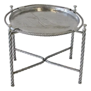 Mid 20th Century Wendell August Sailboat Wrought Aluminum Serving Tray Table