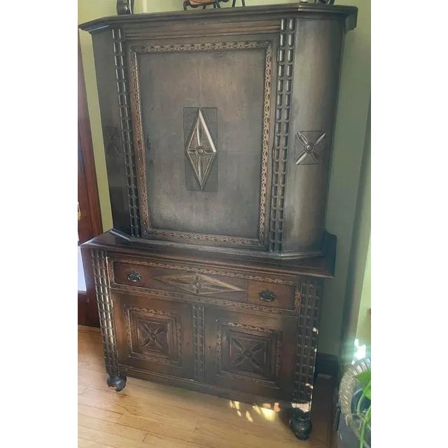 Rare 1920s Baker Furniture Antique Spanish Revival Walnut Liquor