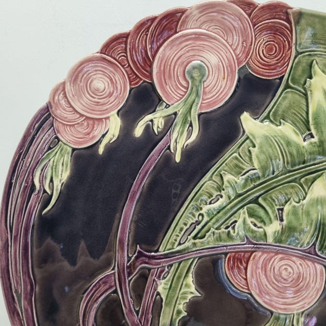 Art Nouveau Majolica Wall Plate by Schütz Blansko, 1890s For Sale - Image 4 of 11