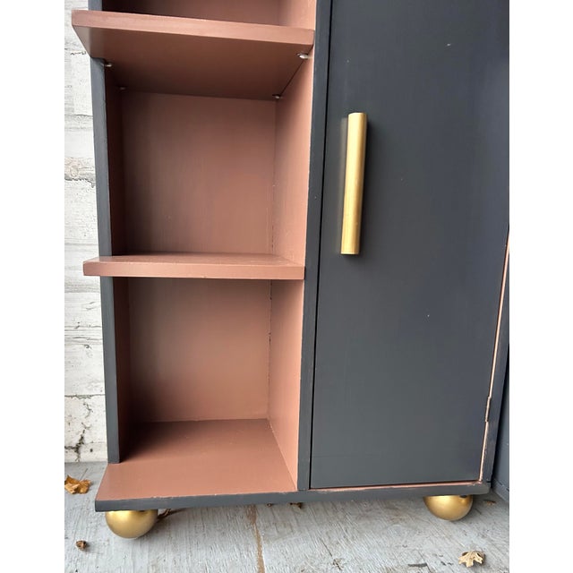 Wood Vintage Mid Century Modern Shelving Desk Cabinet For Sale - Image 7 of 8