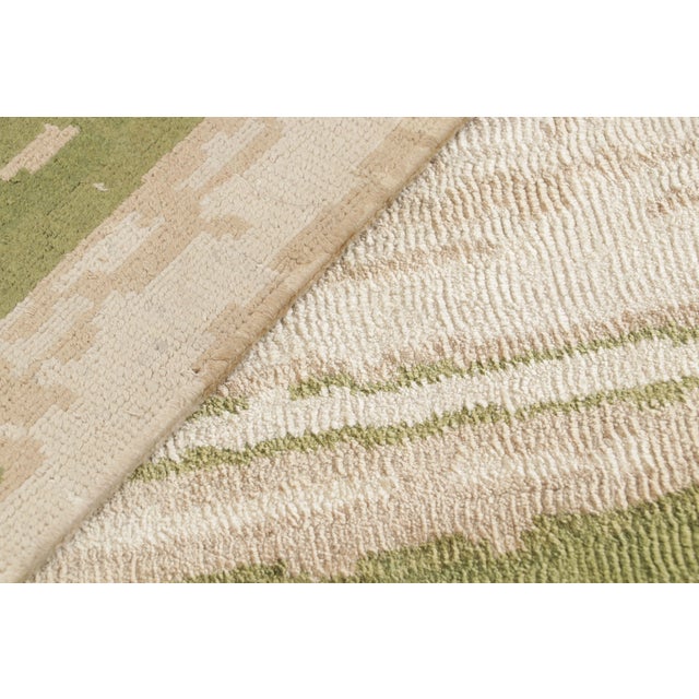 Contemporary Beige Green Runner Geometric Floral Silk Rug by Rug & Kilim For Sale - Image 10 of 11