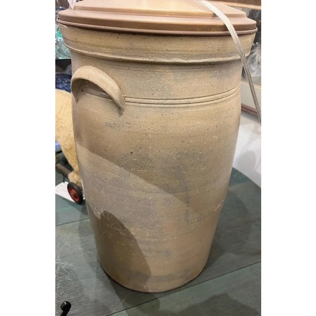 19Thc Decorated 6 Gallon - Crock Lamp From Pennsylvania For Sale - Image 4 of 4