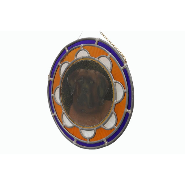 Art Deco Stained Glass Roundel Depicting with English Mastiff Dog, 1890s For Sale - Image 3 of 11