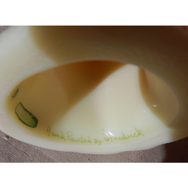 Glass Fenton Art Glass Burmese Sculpture Santa Claus Figurine Serial #75 Hand Painted D. Fredrick For Sale - Image 7 of 15