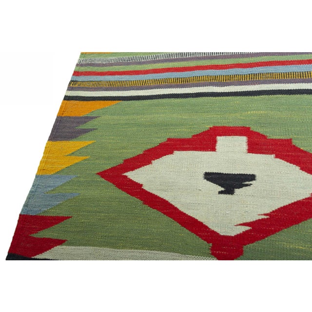 Handwoven Kilim Rug in Wool For Sale - Image 4 of 9