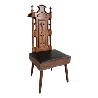 Vintage Pearl-Wick Spanish Revival Gentleman’s Valet Chair With Hidden Storage & Clothes Hanger For Sale