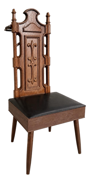 Vintage Pearl-Wick Spanish Revival Gentleman’s Valet Chair With Hidden Storage & Clothes Hanger