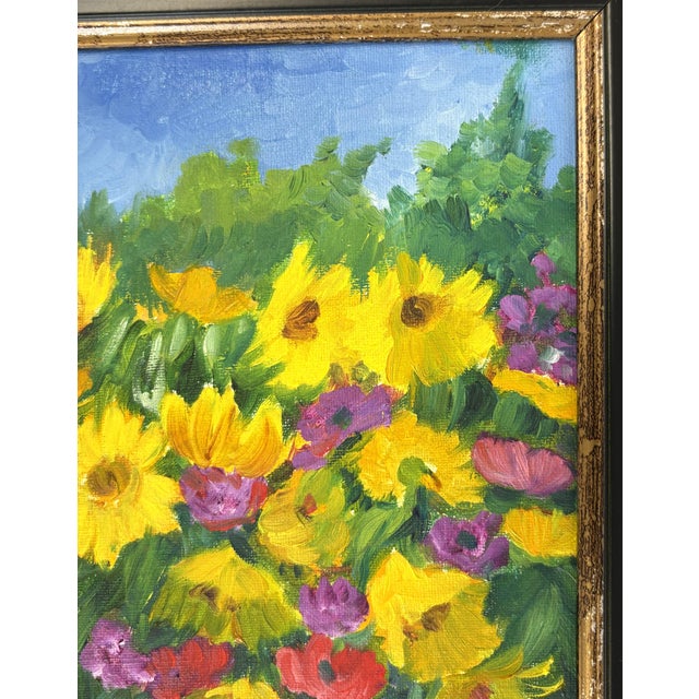 Original Signed Framed Acrylic Painting on Canvas Depicting a Flower Garden For Sale In West Palm - Image 6 of 12
