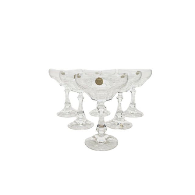 Vintage Czechoslovakian Crystal Champagne Glasses Set, 1970s, Set of 6 For Sale - Image 14 of 18