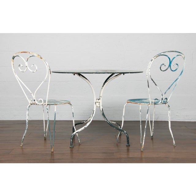 French Provincial Painted Wrought Iron Outdoor Garden Patio Set Chairish