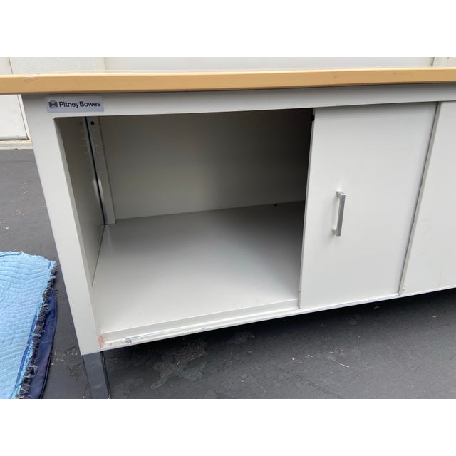 1990s Pitney Bowes Vintage Modern Steel Credenza Storage Cabinet For Sale - Image 9 of 12