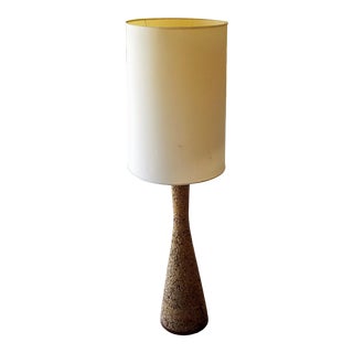 7' Cork Mid-Century Modern Floor Lamp With Original Shade For Sale