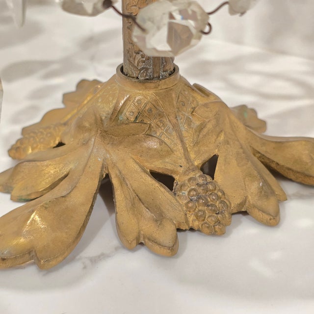 Pair of 1950s French Regency Style Gilt and Crystal Girandole For Sale - Image 10 of 14