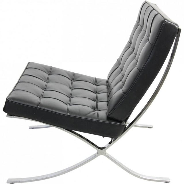 Vintage Barcelona Chair in Black Leather by Ludwig Mies Van Der Rohe, 2000s For Sale - Image 10 of 14